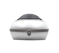 KRXSOBNV. Caja Trasera for Motocicleta-Estuche de Almacenamiento for Casco, con Respaldo y Estante, for Touring Cruiser-Caja de Equipaje Duradera for Motocicleta .Portaequipajes(Silver,Without Shelf)