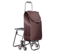 KRXSOBNV Carro de la Compra, Carro de Compras 6 Ruedas con Asiento Remolque portátil Plegable Bolsa Escalera for comestibles(D)