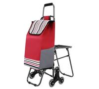 KRXSOBNV Carro de la Compra, Carro de Compras 6 Ruedas con Asiento Remolque portátil Plegable Bolsa Escalera for comestibles(B)