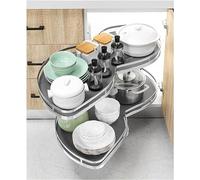 KRXSOBNV, Carrusel Estante De Almacenamiento Bandeja Giratoria De 2 Niveles Organizador Extraíble Estante De Esquina Giratorio Ajustable En Altura,Left open-86 * 50cm ,Organizador de esquina para coci