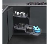 KRXSOBNV, Cesta extraíble for platillo esquinero con bandeja oscilante de 2 niveles, estante for platos de dos niveles de acero inoxidable, cesta extraíble for platillo gris, abierta derecha/izquierda