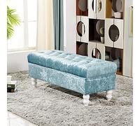 KRXSOBNV Cómoda Acolchada con Tapa, Banco con Almacenamiento de Zapatos, Adecuado for Dormitorio(Sky Blue,90x45x45cm(35x18x18inch))