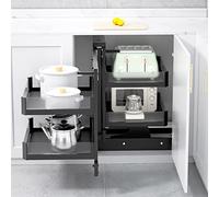 KRXSOBNV, con 4 cestas Estante Organizador de gabinete deslizable Estante for platos de almacenamiento extraíble completo Organizador de gabinete de esquina resistente for el hogar, la cocina y el bañ
