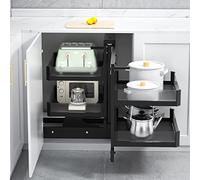 KRXSOBNV, con 4 cestas Estante Organizador de gabinete deslizable Estante for platos de almacenamiento extraíble completo Organizador de gabinete de esquina resistente for el hogar, la cocina y el bañ