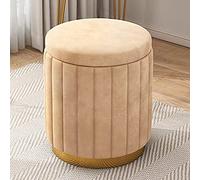 KRXSOBNV, Con Base Dorada - Taburete Redondo Grande De Felpa for Reposapiés Y Silla De Tocador, for Una Decoración Elegante del Hogar - Almacenamiento Suave Y Espacioso,Reposapiés(Yellow)