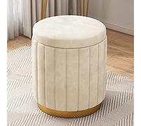 KRXSOBNV, Con Base Dorada - Taburete Redondo Grande De Felpa for Reposapiés Y Silla De Tocador, for Una Decoración Elegante del Hogar - Almacenamiento Suave Y Espacioso,Reposapiés(Beige)
