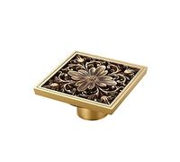 KRXSOBNV Desagües de Suelo, Ducha Cuadrada de 4 Pulgadas, Arte latón Antiguo, Flor Tallada, Piso, Rejilla for desagüe, Cubierta Drenaje for Ducha