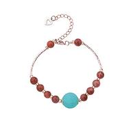 KRXSOBNV El Brazalete de Perlas， Pulsera Feng Shui Cristal Natural Ágata Roja Aguamarina Cadena Trenzada