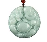KRXSOBNV El collar del viento, Colgante de Buda sonriente la riqueza del Feng Shui con piedra preciosa natural y jade esmeralda semipreciosa