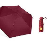 KRXSOBNV El Paraguas， Paraguas de Bolsillo Resistente al Viento, 6 Varillas, 8 Colores, protección UV, Mini, portátil(Wine Red)