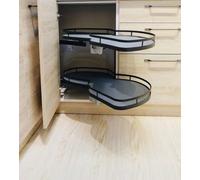 KRXSOBNV, Estante de Almacenamiento for Cocina, Bandeja de Esquina ciega, platillo de Esquina, Cesta extraíble con oscilación de 2 Capas, Cada Bandeja se balancea de Forma Independiente, Cierre Suave