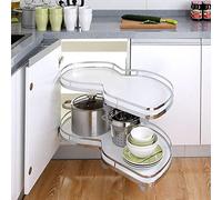 KRXSOBNV, Estante esquinero for Armario de Cocina, carrusel Extensible de 2 Niveles, Color Blanco, for armarios Bajos esquineros de 900 mm o 1000 mm ,Organizador de Esquina para Cocina