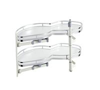 KRXSOBNV, Estante esquinero for Armario de Cocina, carrusel Extensible de 2 Niveles, Color Blanco, for armarios Bajos esquineros de 900 mm o 1000 mm ,Organizador de Esquina para Cocina