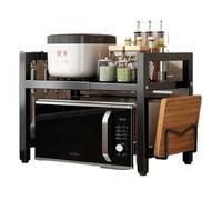 KRXSOBNV, Estante for encimera con soporte for microondas, estante resistente con tablas de cortar, soportes for estantes de cocina, organizador de encimera, 6 ganchos,Rejilla Microondas