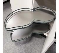 KRXSOBNV, Estante Giratorio de 2 Niveles, Sistema de Bloqueo silencioso de Altura Ajustable, Adecuado for gabinetes de 36 pulgadas/900 mm ,Organizador de Esquina para Cocina(Left)