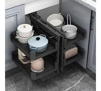 KRXSOBNV, Estante organizador de gabinete de cocina, estante de almacenamiento giratorio de aluminio de esquina, optimizador de esquina de 4 cestas de aluminio, extracción completa,A ,Organizador de e