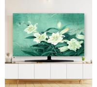 KRXSOBNV Funda para televisor, 32-80 Pulgadas for monitores curvos/Planos/Colgante/exhibición de Escritorio impresión artística decoración Sala Estar(Flower4,37-39inch)