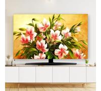 KRXSOBNV Funda para televisor, 32-80 Pulgadas for Pantallas LCD LED Planas y Curvas Protector de Muebles Decorativos for Sala Estar(Flower4,37-39inch)