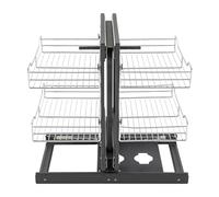 KRXSOBNV, Gabinete de esquina ciego extraíble, organizador de cesta extraíble de 2 niveles, organizador de gabinete de cocina deslizable con cuatro estantes for gabinete de 31,5", montaje inferior ，Or