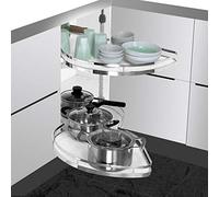 KRXSOBNV, Gabinete esquinero extensible for cocina, gabinete esquinero extensible for gabinetes de 36"/900 mm, estante doble carrusel, carrusel esquinero de cocina ,Organizador de esquina para cocina(