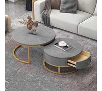 KRXSOBNV, Juego de 2 mesas de centro con cajones de almacenamiento - Elegante mesa auxiliar y sofá anidada for sala de estar y dormitorio - Mesa de té contemporánea ,Reposapiés(9,80*60cm/31.4*23.6in)