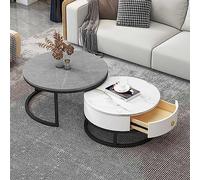 KRXSOBNV, Juego de 2 mesas de centro con cajones de almacenamiento - Elegante mesa auxiliar y sofá anidada for sala de estar y dormitorio - Mesa de té contemporánea ,Reposapiés(7,70*50cm/27.5*19.6in)