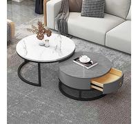 KRXSOBNV, Juego de 2 mesas de centro con cajones de almacenamiento - Elegante mesa auxiliar y sofá anidada for sala de estar y dormitorio - Mesa de té contemporánea ,Reposapiés(5,70*50cm/27.5*19.6in)