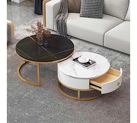 KRXSOBNV, Juego de 2 mesas de centro con cajones de almacenamiento - Elegante mesa auxiliar y sofá anidada for sala de estar y dormitorio - Mesa de té contemporánea ,Reposapiés(13,70*50cm/27.5*19.6in)