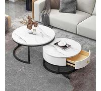 KRXSOBNV, Juego de 2 mesas de centro con cajones de almacenamiento - Elegante mesa auxiliar y sofá anidada for sala de estar y dormitorio - Mesa de té contemporánea ,Reposapiés(1,80*60cm/31.4*23.6in)