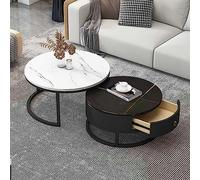 KRXSOBNV, Juego de 2 mesas de centro con cajones de almacenamiento - Elegante mesa auxiliar y sofá anidada for sala de estar y dormitorio - Mesa de té contemporánea ,Reposapiés(4,70*50cm/27.5*19.6in)