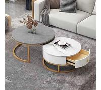 KRXSOBNV, Juego de 2 mesas de centro con cajones de almacenamiento - Elegante mesa auxiliar y sofá anidada for sala de estar y dormitorio - Mesa de té contemporánea ,Reposapiés(14,80*60cm/31.4*23.6in)