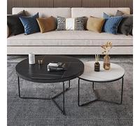 KRXSOBNV, Juego de 2 mesas de Centro Modernas con Tapa de mármol, mesas auxiliares con Estructura de Metal Resistente, for Sala de Estar, mesas Decorativas anidadas de Alto Brillo,Mesas de Centro(Bla