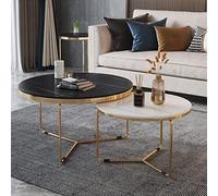 KRXSOBNV, Juego de 2 mesas de Centro Modernas con Tapa de mármol, mesas auxiliares con Estructura de Metal Resistente, for Sala de Estar, mesas Decorativas anidadas de Alto Brillo,Mesas de Centro(GOL