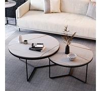 KRXSOBNV, Juego de 2 mesas de Centro Modernas con Tapa de mármol, mesas auxiliares con Estructura de Metal Resistente, for Sala de Estar, mesas Decorativas anidadas de Alto Brillo,Mesas de Centro(Bla