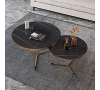 KRXSOBNV, Juego de 2 mesas de Centro Modernas con Tapa de mármol, mesas auxiliares con Estructura de Metal Resistente, for Sala de Estar, mesas Decorativas anidadas de Alto Brillo,Mesas de Centro(GOL