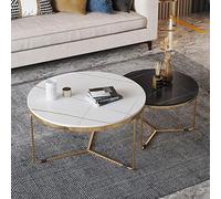 KRXSOBNV, Juego de 2 mesas de Centro Modernas con Tapa de mármol, mesas auxiliares con Estructura de Metal Resistente, for Sala de Estar, mesas Decorativas anidadas de Alto Brillo,Mesas de Centro(GOL