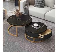KRXSOBNV, Juego de 2 mesas de Centro Redondas Modernas con Textura de mármol: Elegante Mesa Auxiliar Nido, con cajones de Almacenamiento, for Sala de Estar,Mesas de Centro(10,70 * 50cm/27.5 * 19.6in)