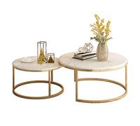 KRXSOBNV, Juego de mesas de Centro Redondas con Superficie de mármol, Elegante Mesa Nido con Base Dorada for té, Escritorio, Metal, Elegante Nido apilable de 2,Mesas de Centro(80x45cm)
