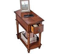 KRXSOBNV, Mesa Auxiliar de Madera con Estante de Almacenamiento Abierto y cajón: Mesa de Centro Rectangular Retro en marrón Claro, Mesa Auxiliar Estrecha for decoración de Sala de Estar,Reposapiés(Li