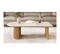 KRXSOBNV, Mesa Auxiliar de Madera Maciza Blanca con función de Almacenamiento, Mesa de Centro Grande, Superficie, Kit de Patas estables, Ideal for Sala de Estar,Reposapiés(C)