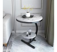 KRXSOBNV, Mesa Auxiliar: Elegante Mesa de Centro de Esquina Redonda de 2 Niveles, for Sala de Estar, Hotel y Mueble Decorativo Funcional,Mesas de Centro(Black White)