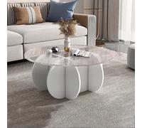 KRXSOBNV, Mesa de Centro con Tapa de Vidrio con Base de Madera Maciza - Mesa Central Redonda Moderna, for Sala de Estar y Patio - Mesa de té Auxiliar con Tapa de Vidrio Templado Transparente.,Reposap