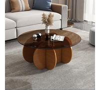 KRXSOBNV, Mesa de Centro con Tapa de Vidrio con Base de Madera Maciza - Mesa Central Redonda Moderna, for Sala de Estar y Patio - Mesa de té Auxiliar con Tapa de Vidrio Templado Transparente.,Reposap