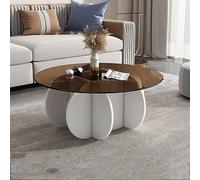 KRXSOBNV, Mesa de Centro con Tapa de Vidrio con Base de Madera Maciza - Mesa Central Redonda Moderna, for Sala de Estar y Patio - Mesa de té Auxiliar con Tapa de Vidrio Templado Transparente.,Reposap