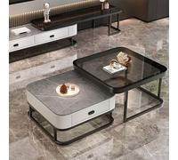 KRXSOBNV, Mesa de Centro Cuadrada Dorada - Juego de 2 de diseño Moderno, con Estructura de Metal for Sala de Estar y Almacenamiento - Decoración Elegante for el hogar for Sala de Estar,Reposapiés(D)