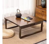 KRXSOBNV, Mesa de Centro de bambú de Estilo japonés: Mesa Baja Plegable, Mesa de té Cuadrada, con Patas Plegables, for el hogar,Reposapiés(Brown,60 * 60 * 23.5cm)