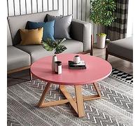 KRXSOBNV, Mesa de Centro de Madera de Granja - Mesa de Centro Redonda Moderna de Madera Maciza, for Sala de Estar, Mesa Auxiliar de Centro pequeña,Mesas de Centro(Pink,Diameter 20'')