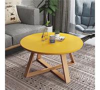 KRXSOBNV, Mesa de Centro de Madera de Granja - Mesa de Centro Redonda Moderna de Madera Maciza, for Sala de Estar, Mesa Auxiliar de Centro pequeña,Mesas de Centro(Yellow,Diameter 20'')