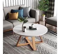 KRXSOBNV, Mesa de Centro de Madera de Granja - Mesa de Centro Redonda Moderna de Madera Maciza, for Sala de Estar, Mesa Auxiliar de Centro pequeña,Mesas de Centro(White,Diameter 20'')