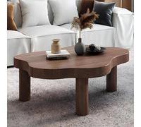 KRXSOBNV, Mesa de Centro Moderna en Forma de Nube, con Madera Irregular, Mesa Auxiliar Gruesa de Esquina Redonda, 3 Patas, Muebles de Sala de Estar, diseño único,Reposapiés(Walnut,80 * 55 * 40CM)